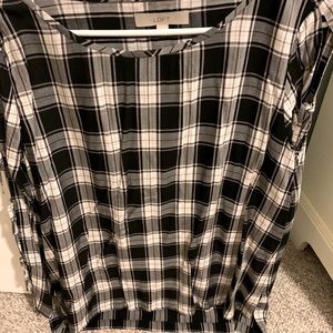 Loft plaid tie sleeve top
